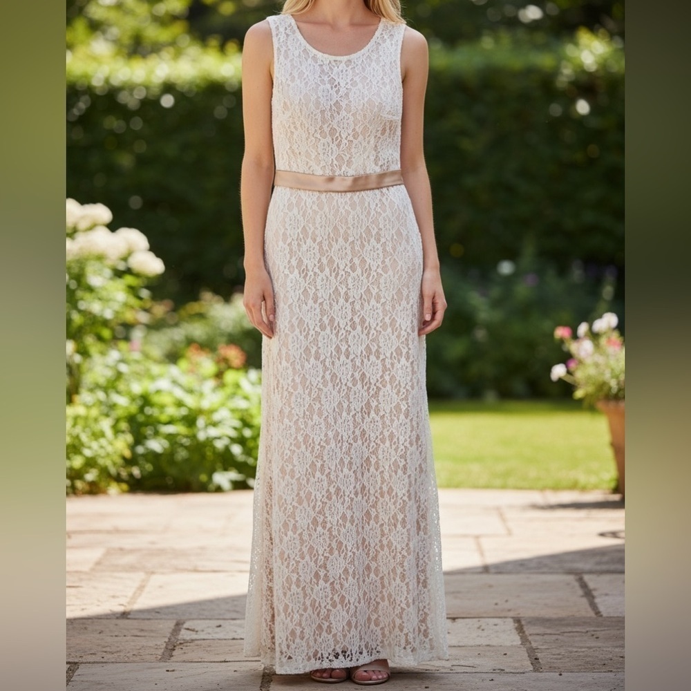 Christina Wu Lace Overlay Sleeveless Mermaid Maxi Gown - Picture 2 of 16